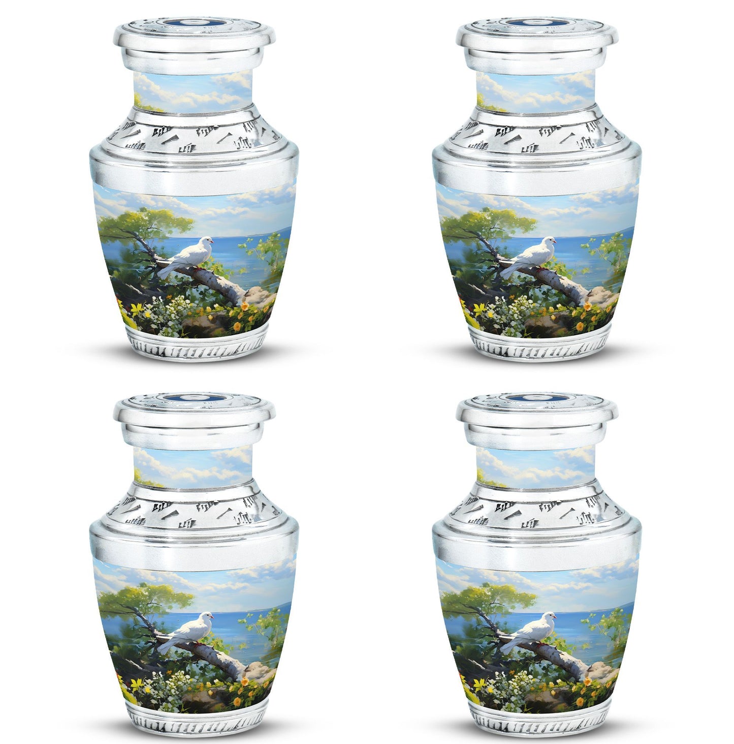 3 Inch Dove Memorial Urn, Classic Aluminium Urn for Human Ashes.