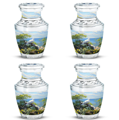 3 Inch Dove Memorial Urn, Classic Aluminium Urn for Human Ashes.