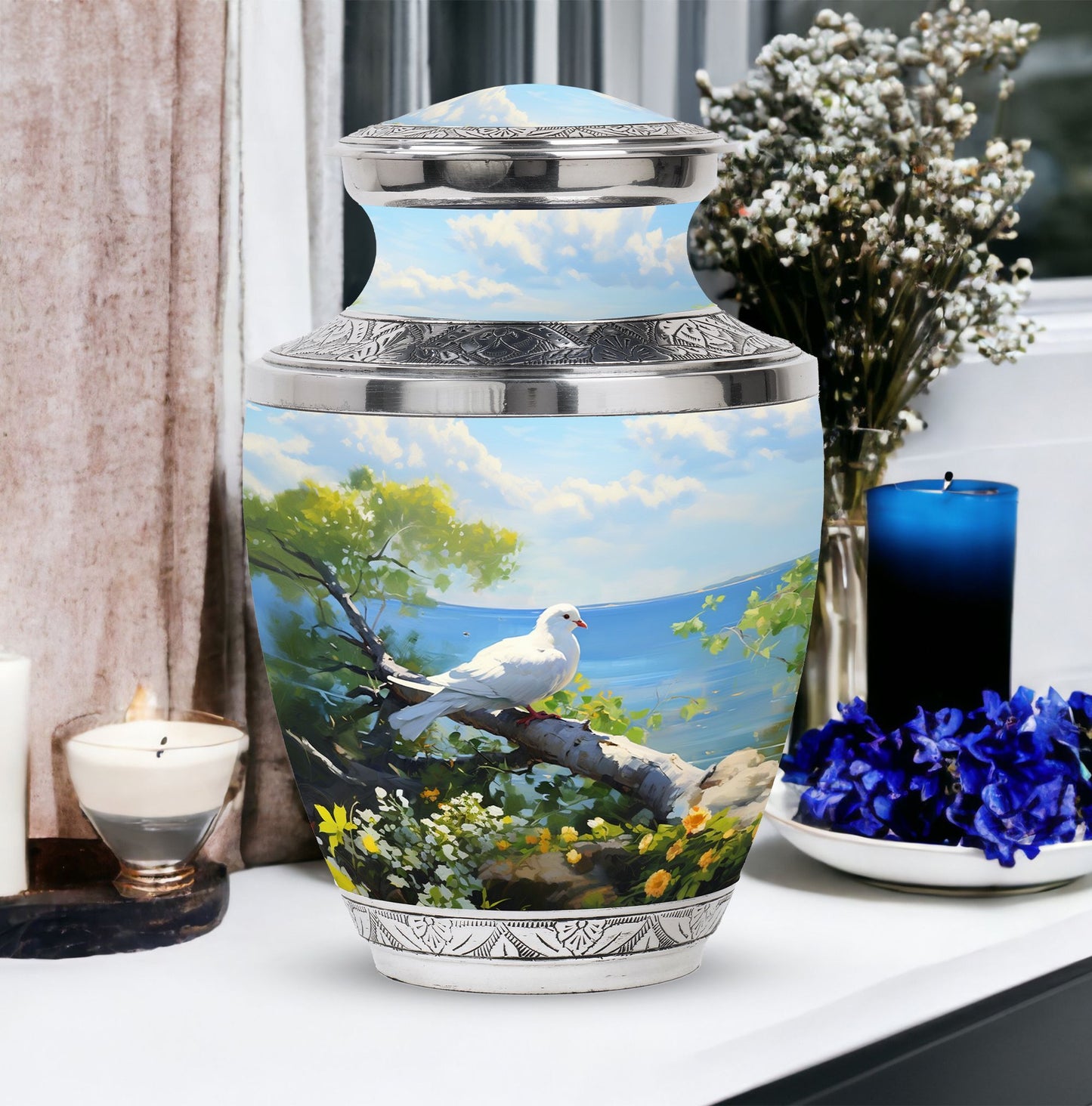 3 Inch Dove Memorial Urn, Classic Aluminium Urn for Human Ashes.