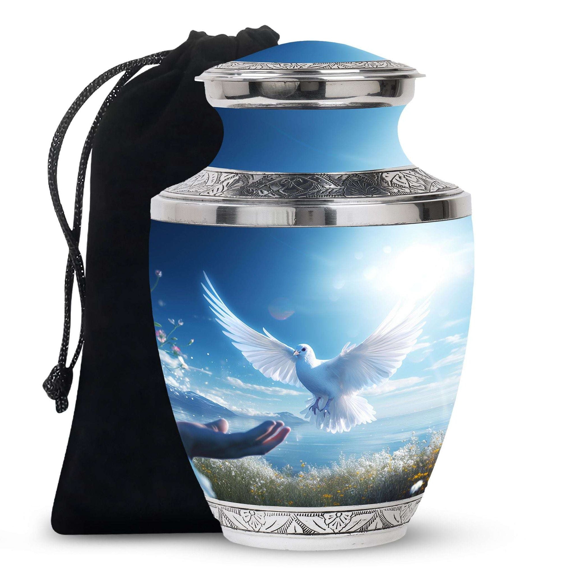 Dove Funeral Urn For Human Ashes - Blue Memorial Keepsakes For Ashes