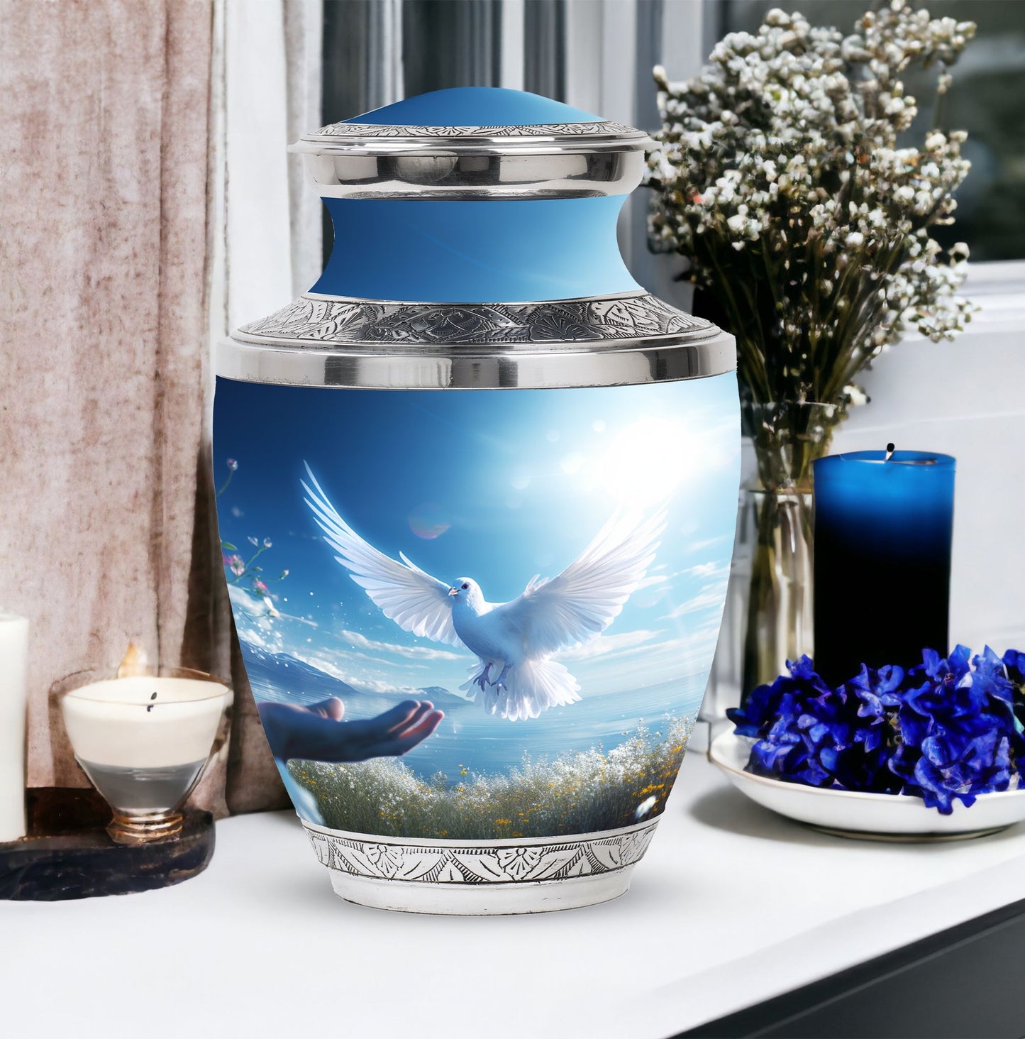 Large classic dove urn for human ashes