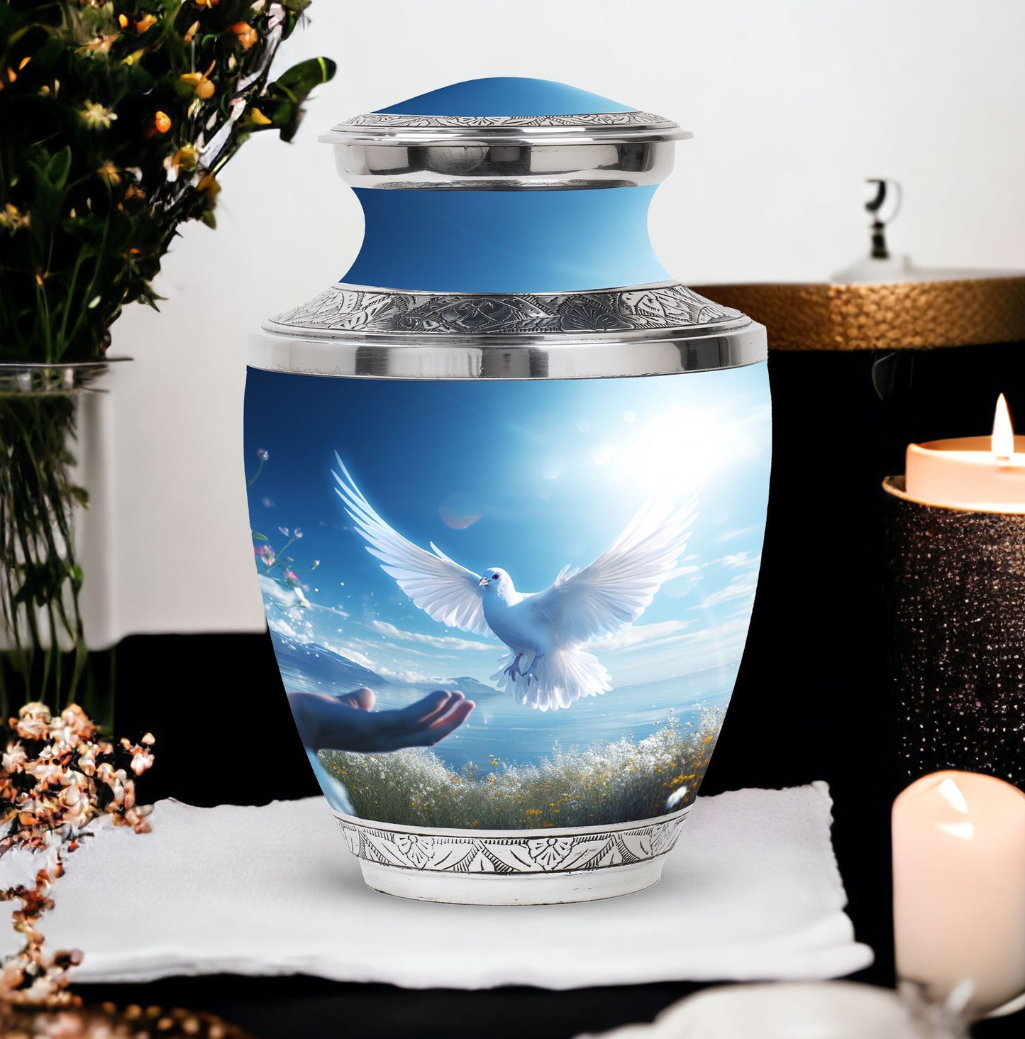 Large classic dove urn for human ashes