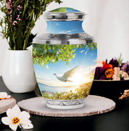 Classic 3 Inch Dove Urn, Aluminum Memorial Urn