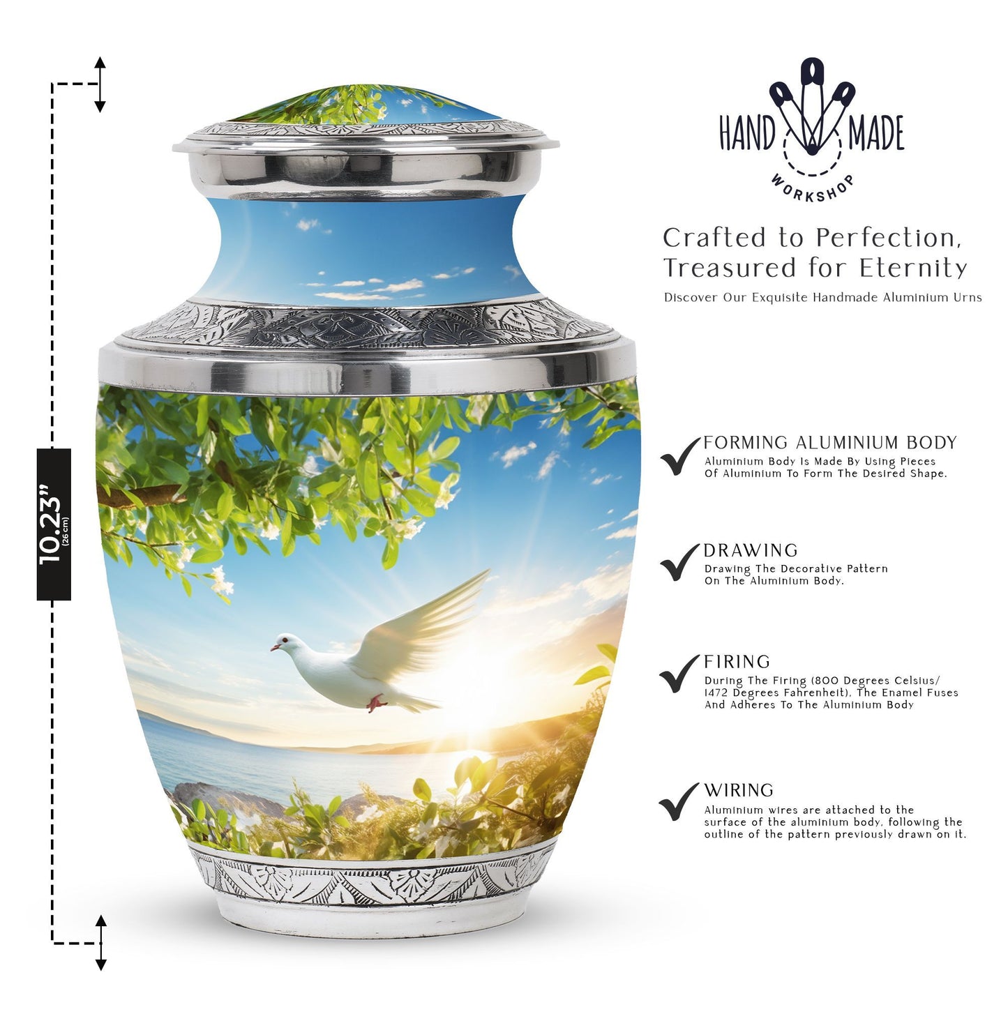 Classic 3 Inch Dove Urn, Aluminum Memorial Urn