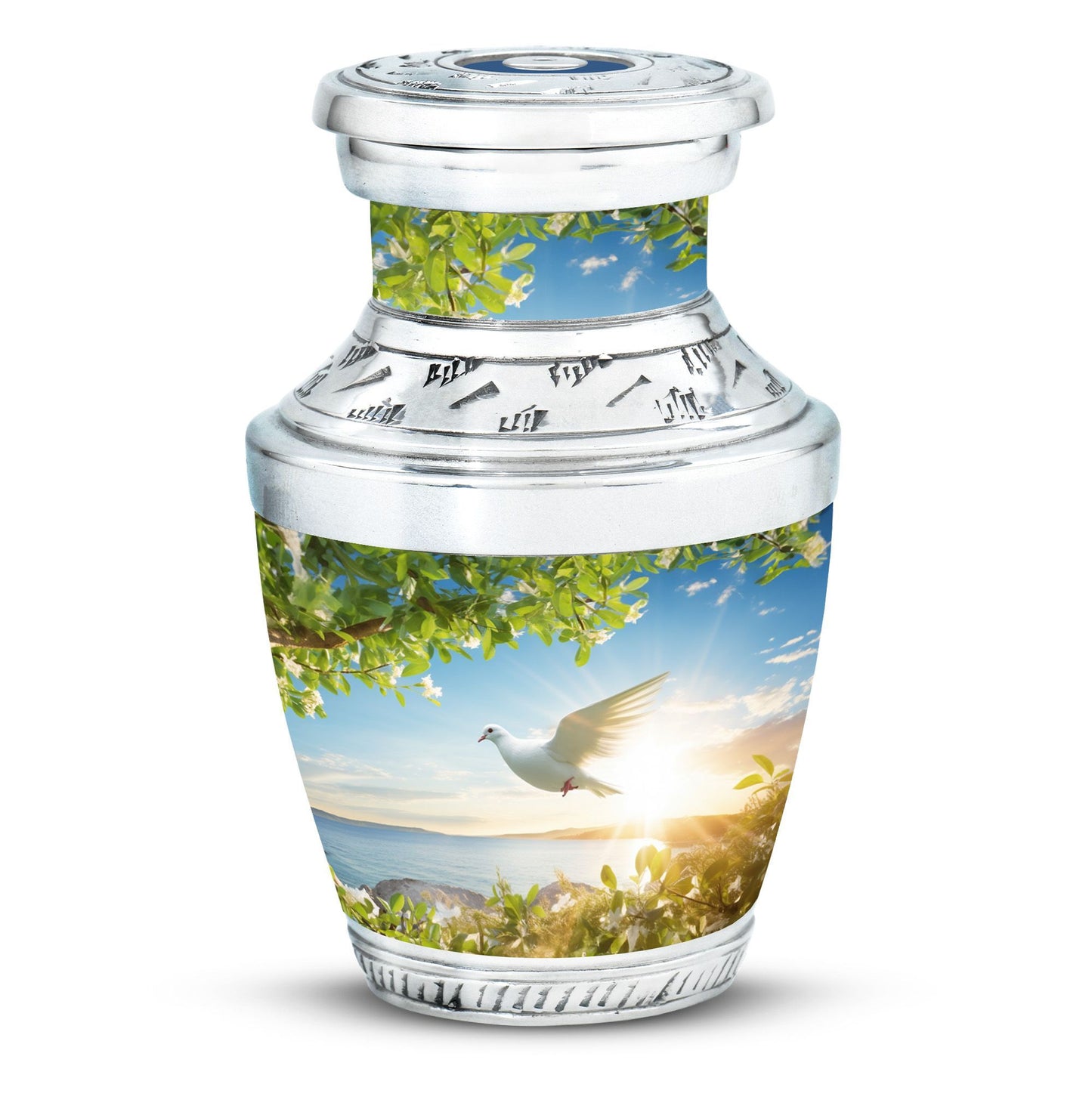 Classic 3 Inch Dove Urn, Aluminum Memorial Urn