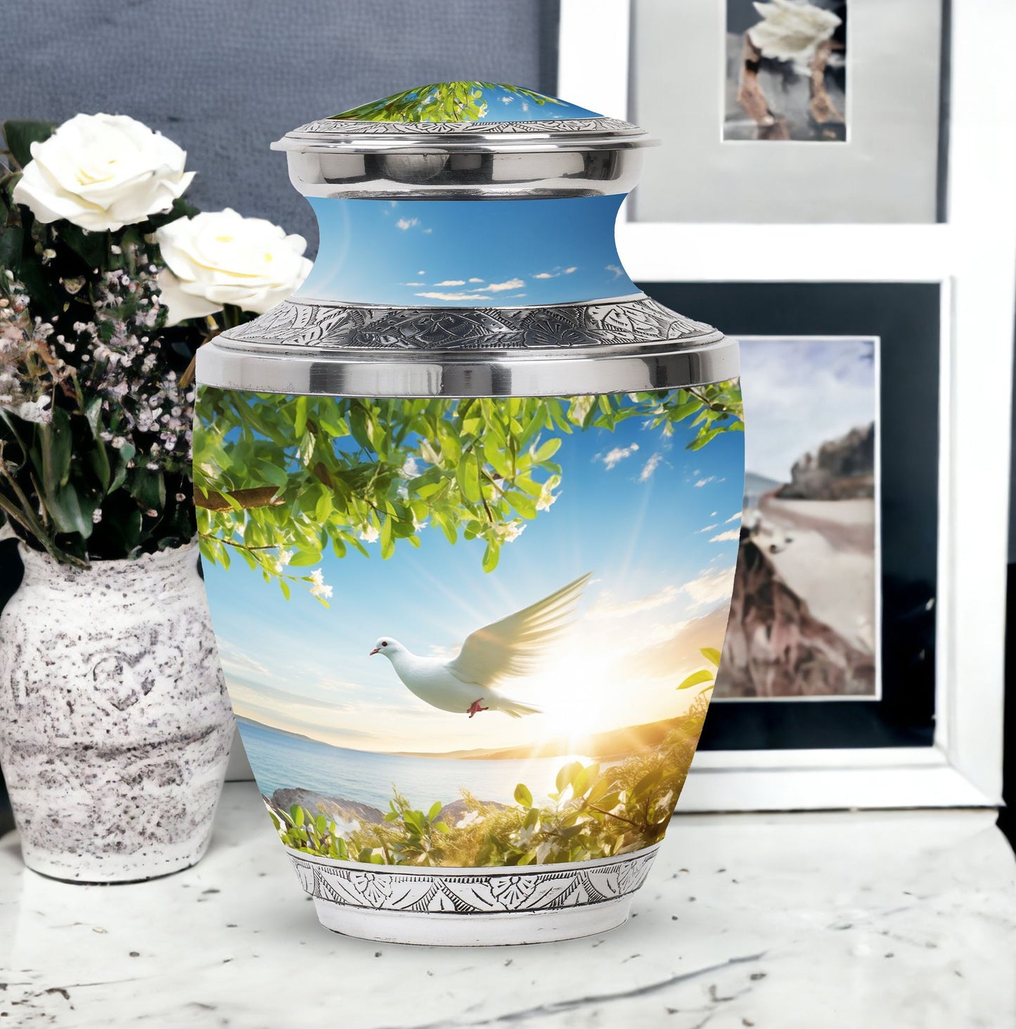Classic 3 Inch Dove Urn, Aluminum Memorial Urn