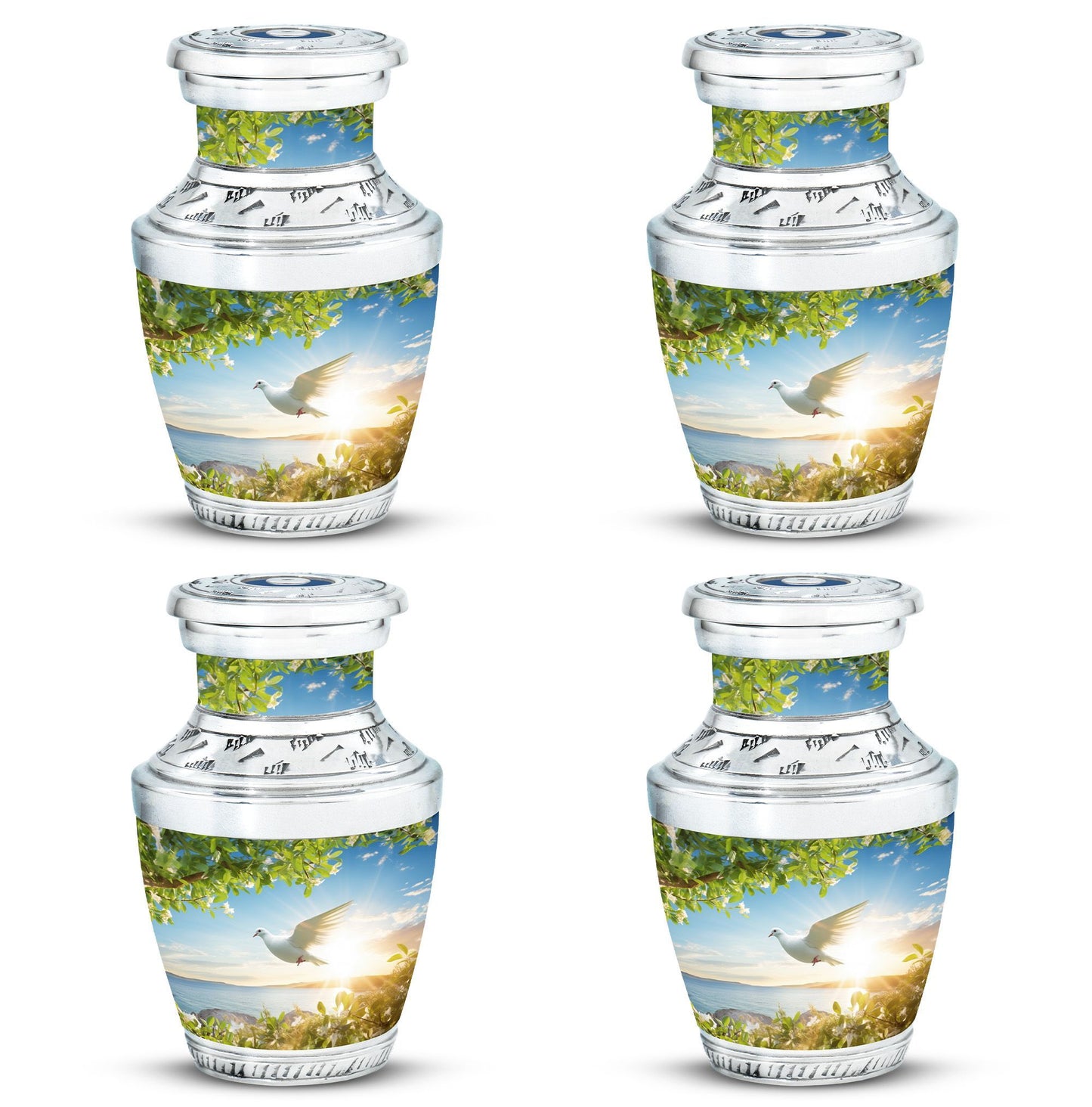 Classic 3 Inch Dove Urn, Aluminum Memorial Urn