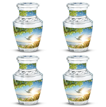 Classic 3 Inch Dove Urn, Aluminum Memorial Urn