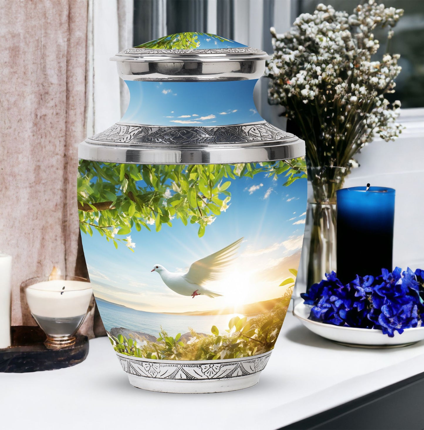 Classic 3 Inch Dove Urn, Aluminum Memorial Urn