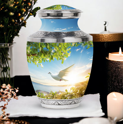 Classic 3 Inch Dove Urn, Aluminum Memorial Urn
