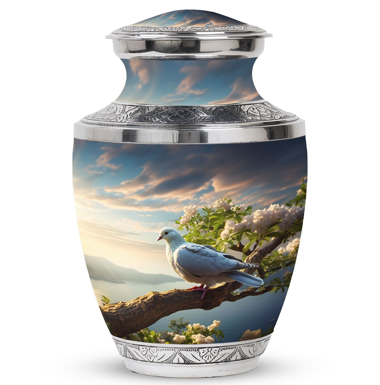 Three Inch Dove Urn, classic cremation container.