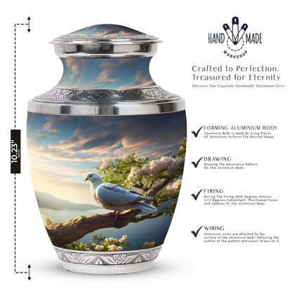 Three Inch Dove Urn, classic cremation container.