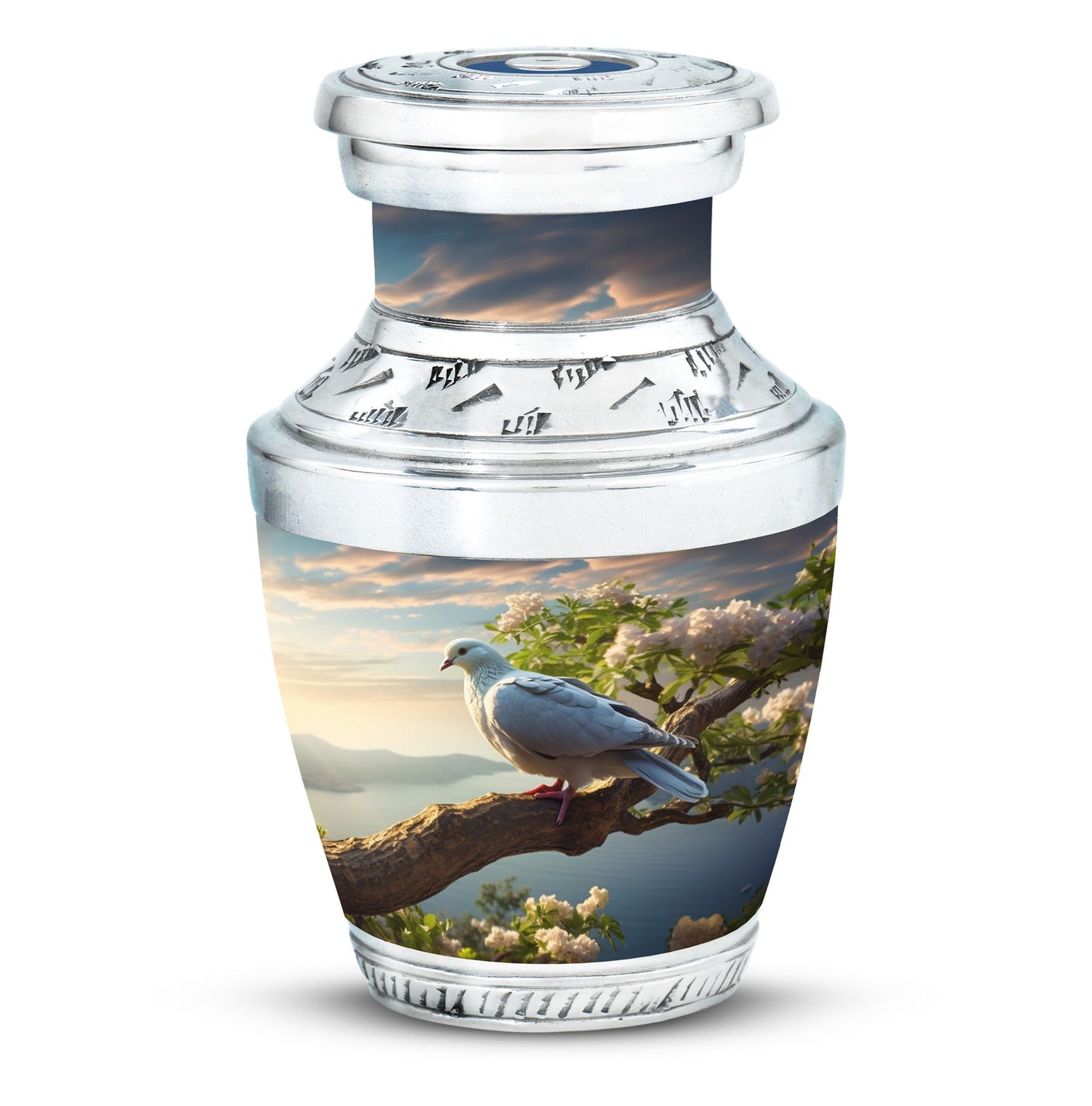 Three Inch Dove Urn, classic cremation container.