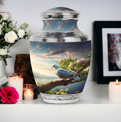 Three Inch Dove Urn, classic cremation container.