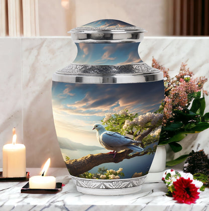 Three Inch Dove Urn, classic cremation container.