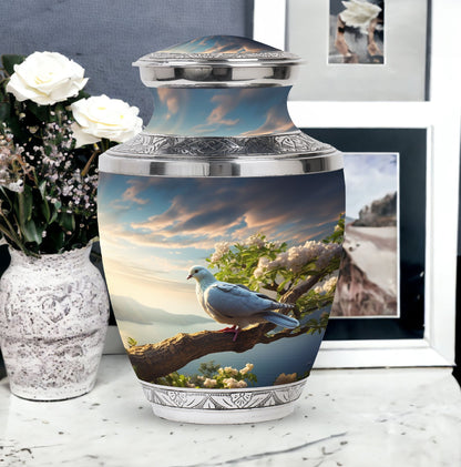 Three Inch Dove Urn, classic cremation container.
