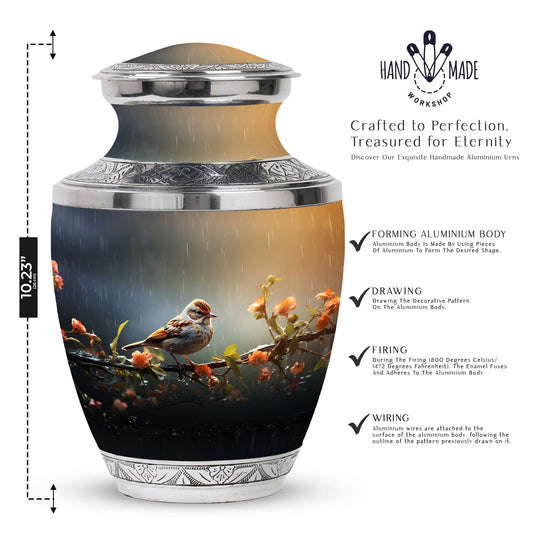 Classic 3-inch Red Sparrow urn for mom's ashes.