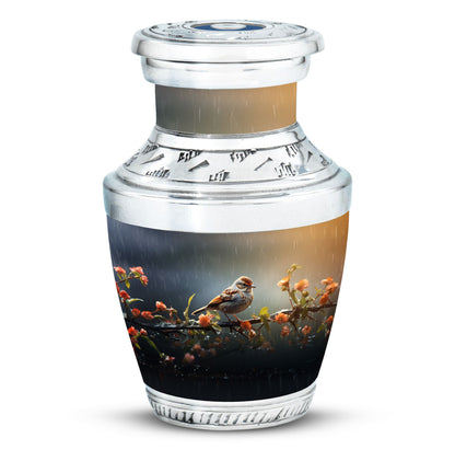 Classic 3-inch Red Sparrow urn for mom's ashes.