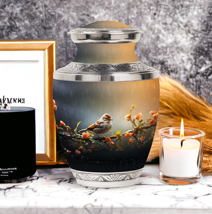 Classic 3-inch Red Sparrow urn for mom's ashes.