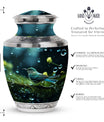 Green Sparrow Cremation Urn, Classic Large Urn for Mother.