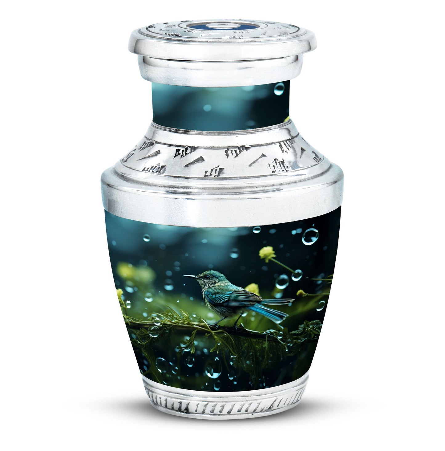 Green Sparrow Cremation Urn, Classic Large Urn for Mother.
