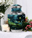 Green Sparrow Cremation Urn, Classic Large Urn for Mother.