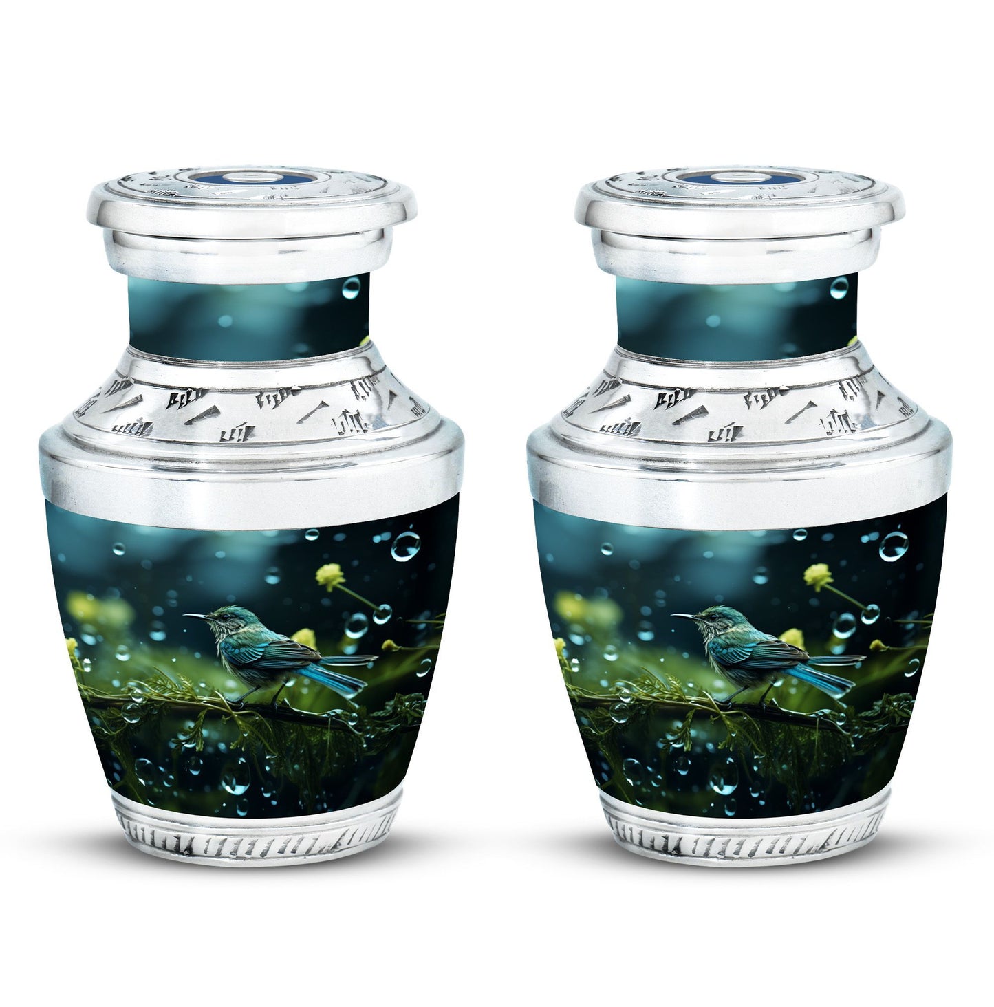Green Sparrow Cremation Urn, Classic Large Urn for Mother.
