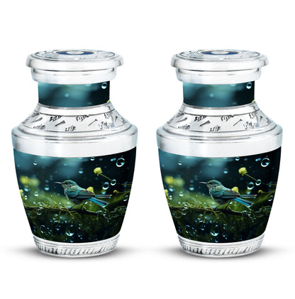 Green Sparrow Cremation Urn, Classic Large Urn for Mother.