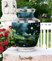 Green Sparrow Cremation Urn, Classic Large Urn for Mother.