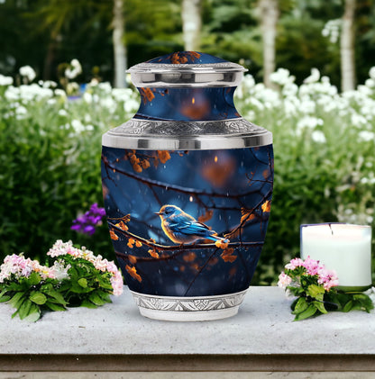 3 inch Red Sparrow Aluminium Urn for Human Ashes