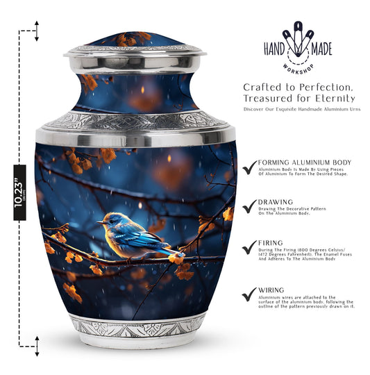 3 inch Red Sparrow Aluminium Urn for Human Ashes