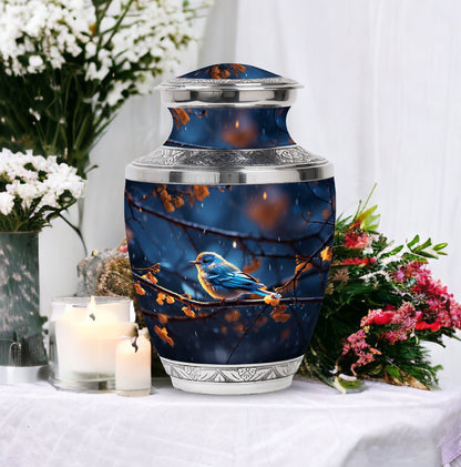 3 inch Red Sparrow Aluminium Urn for Human Ashes