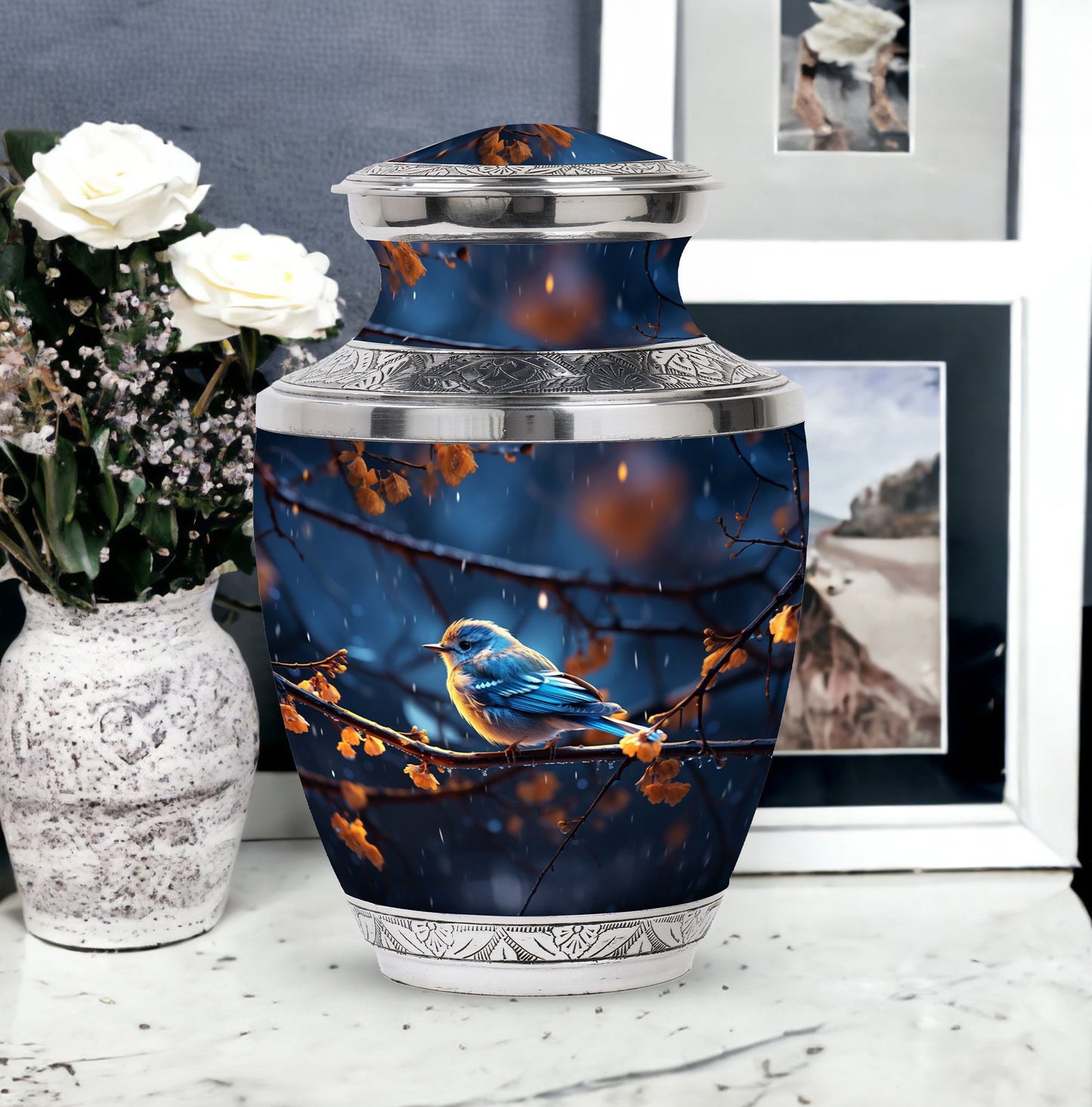 3 inch Red Sparrow Aluminium Urn for Human Ashes