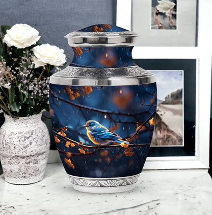 3 inch Red Sparrow Aluminium Urn for Human Ashes
