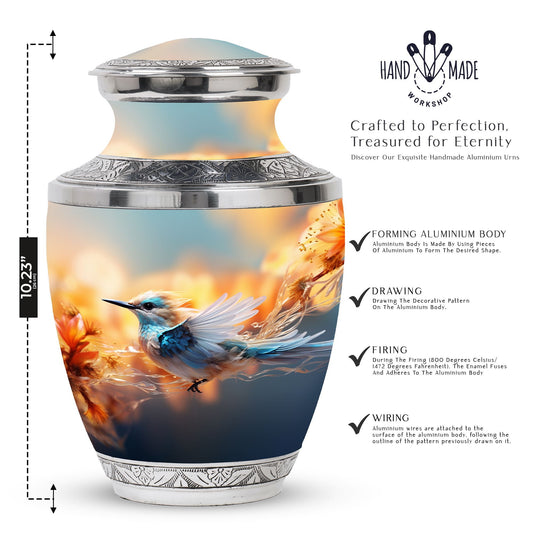 Classic 3 inch sparrow urn for ashes, made of aluminium