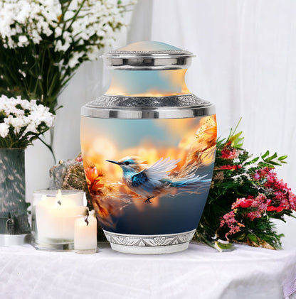 Classic 3 inch sparrow urn for ashes, made of aluminium