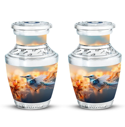 Classic 3 inch sparrow urn for ashes, made of aluminium