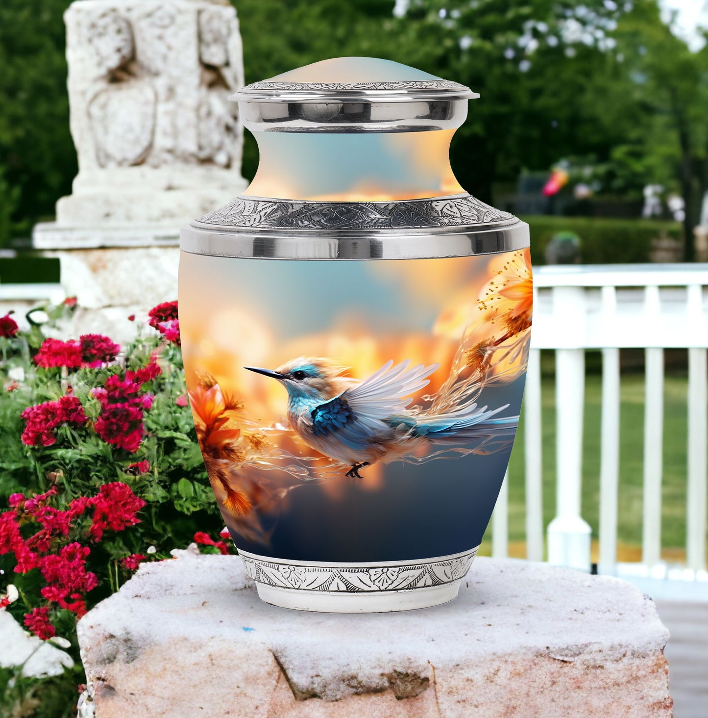 Classic 3 inch sparrow urn for ashes, made of aluminium