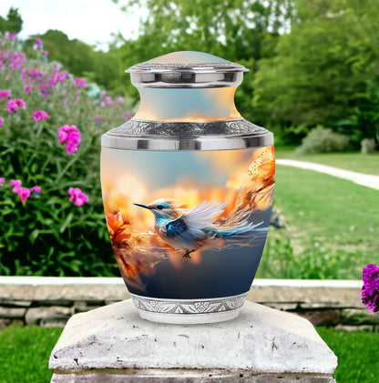 Classic 3 inch sparrow urn for ashes, made of aluminium