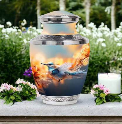 Classic 3 inch sparrow urn for ashes, made of aluminium