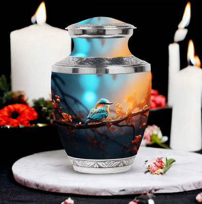 Colorful Sparrow Urn, 3-inch large Aluminium Classic urn