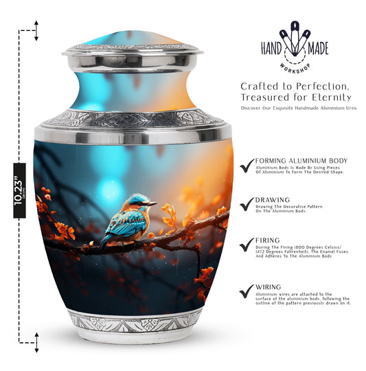 Colorful Sparrow Urn, 3-inch large Aluminium Classic urn