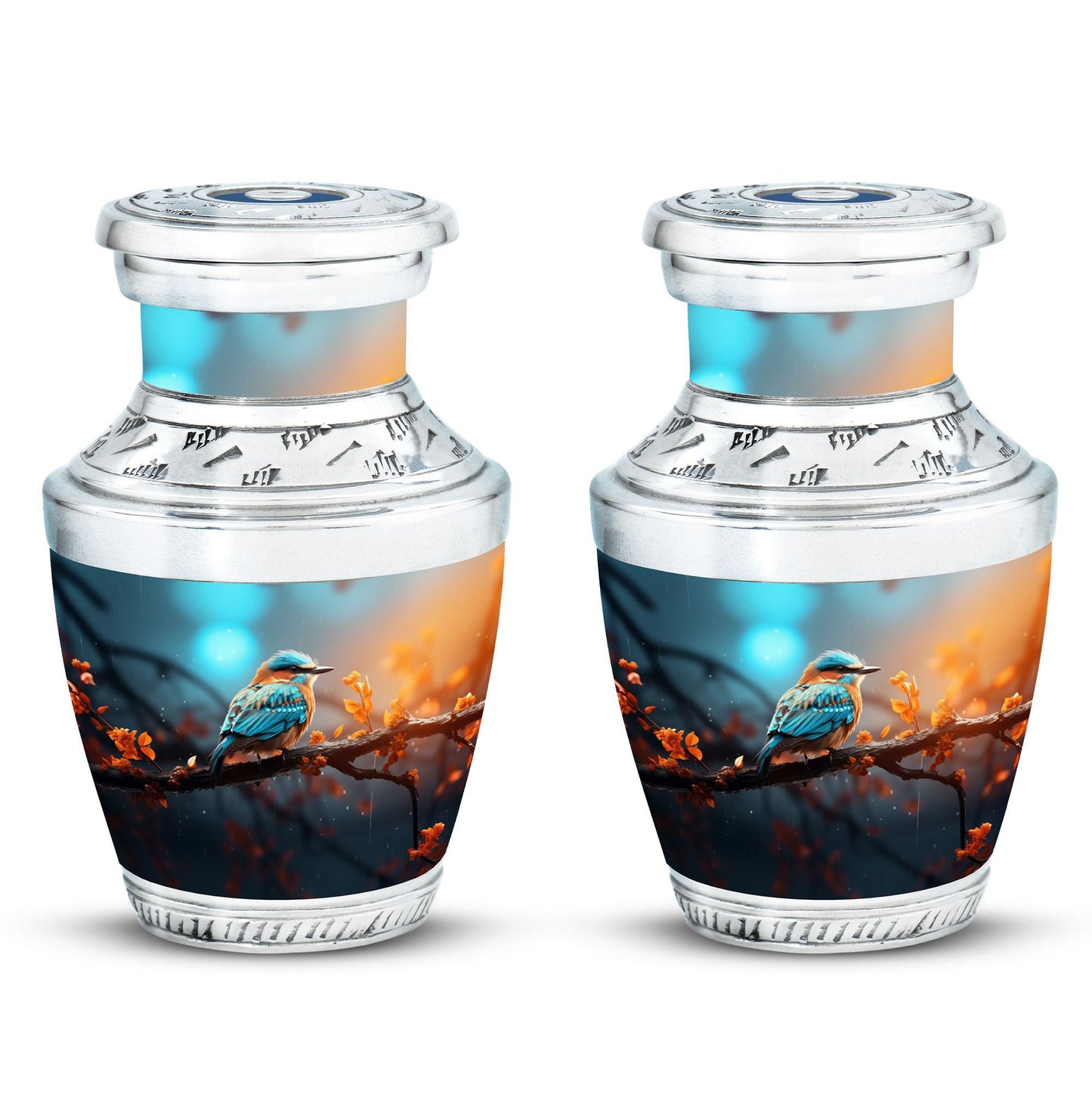Colorful Sparrow Urn, 3-inch large Aluminium Classic urn
