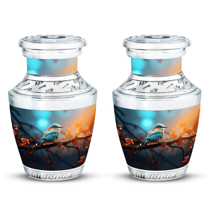 Colorful Sparrow Urn, 3-inch large Aluminium Classic urn