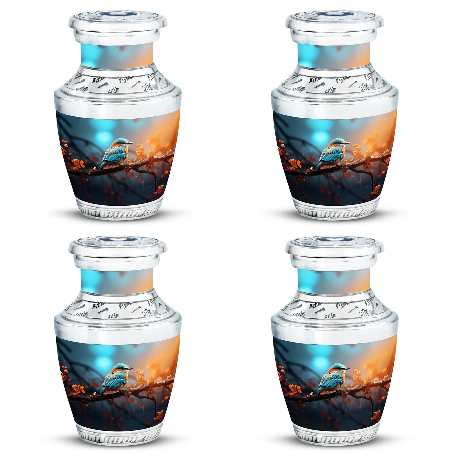 Colorful Sparrow Urn, 3-inch large Aluminium Classic urn