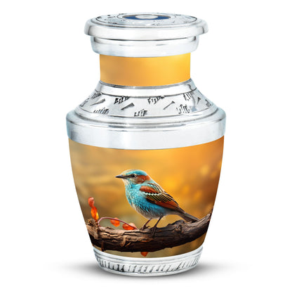 Colorful Sparrow Cremation Urn, Aluminum Large Urn 