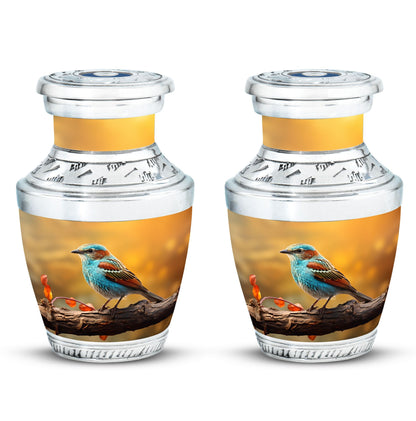 Colorful Sparrow Cremation Urn, Aluminum Large Urn 
