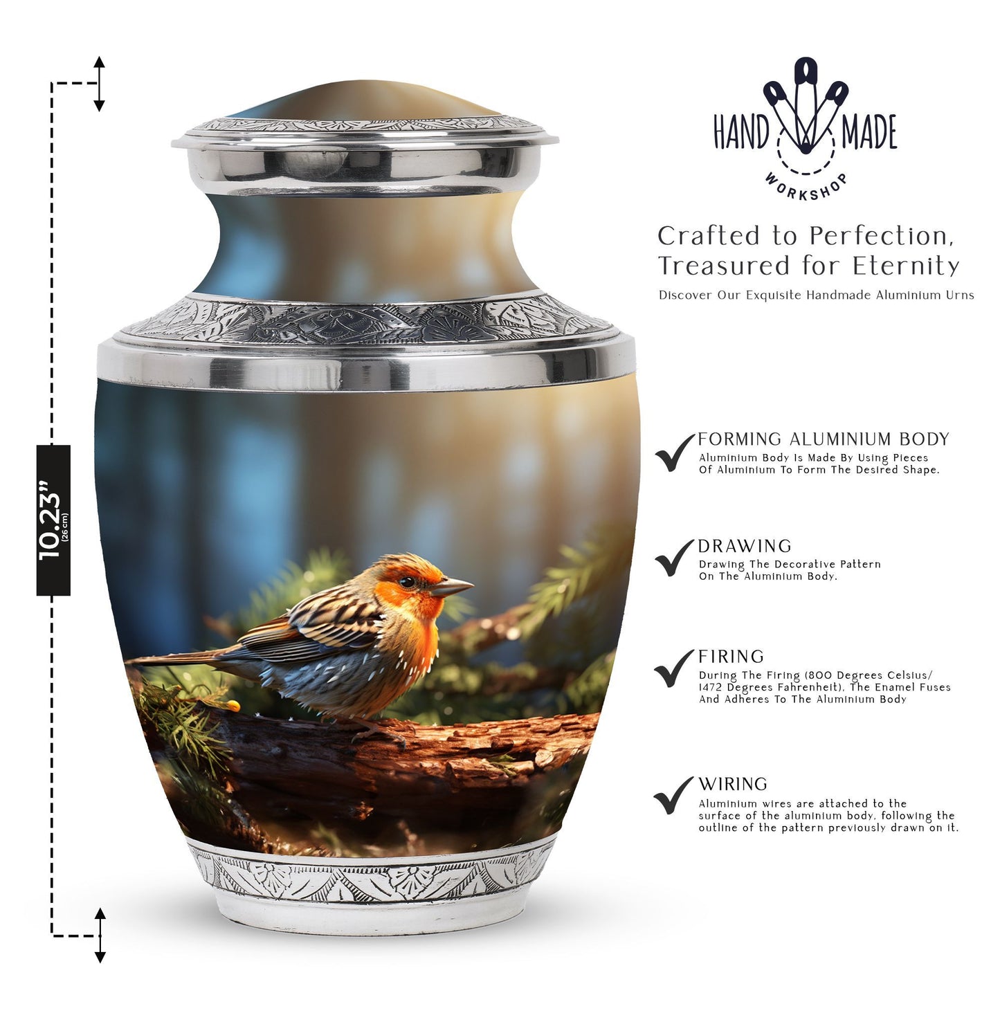 Classic 3-inch Puffy Sparrow Memorial Urn for ashes