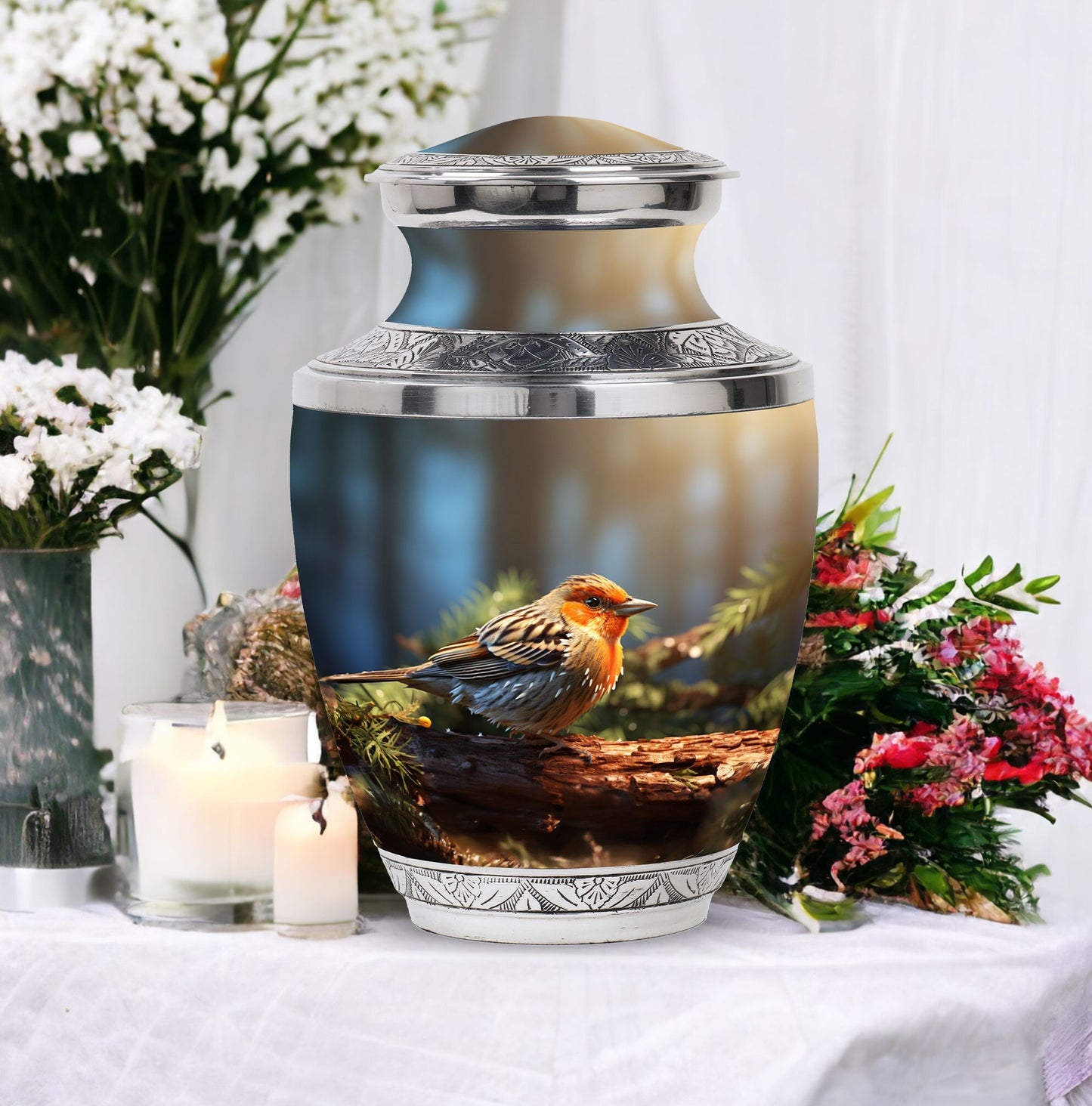 Classic 3-inch Puffy Sparrow Memorial Urn for ashes