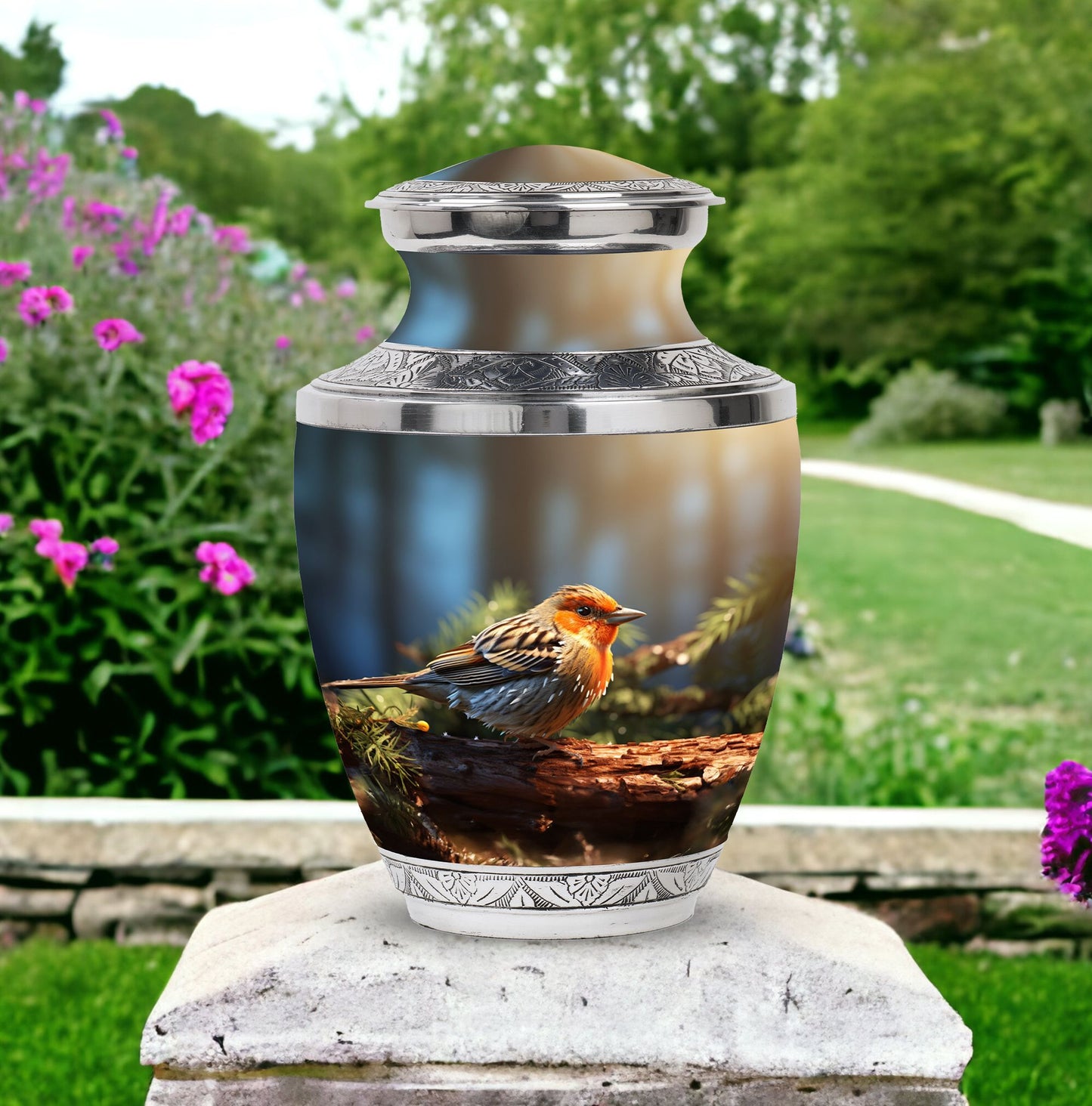 Classic 3-inch Puffy Sparrow Memorial Urn for ashes